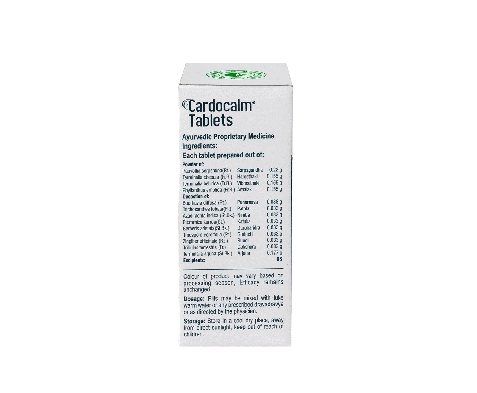 Vaidyaratnam Cardocalm Tablets (100Tabs) - Image 2